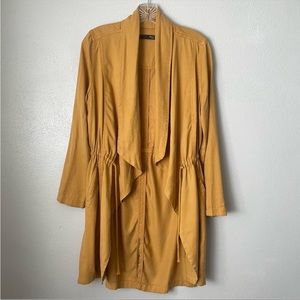 MAX JEANS | Mustard-colored utility open-front jacket w/ pockets and drawstrings